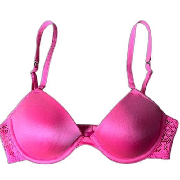PINK Victoria’s Secret T-Shirt Lace Demi Bra Pink Size 32B NWOT - Picture 2 of 6